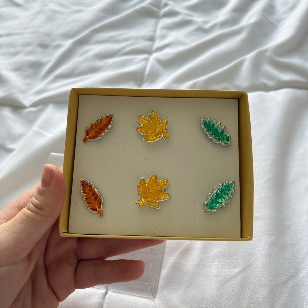 Pier 1 Imports Fall Leaf Candle Jewelry Set of 6 Autumn Pillar Decorations